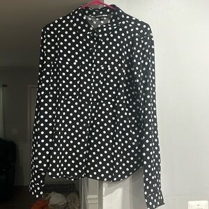 Black with white dots blouse size XL